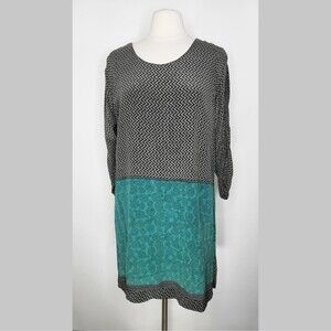 INDIE ELLA Tunic Top Silk Lagenlook Size M / L Mixed Print Bohemian Upcycled